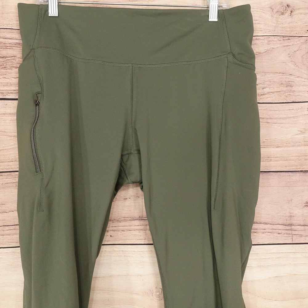 All In Motion Leggings Womens XXL Green Ankle High Rise Pockets Zip Pocket - Picture 2 of 11